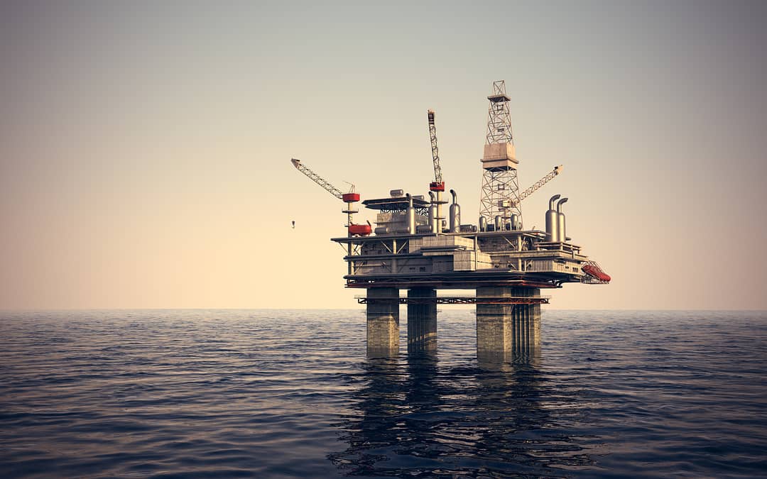 Oil platform on sea.